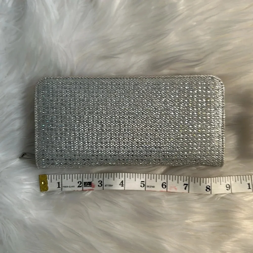 De blossom collection silver sparkle handbag Clutch removable wristlet